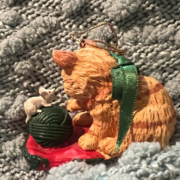 Kitten and His Ball of Yarn Playing With a Mouse Ornament - Picture 4 of 7